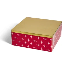 Conservation Alimentaire<Gifi Boîte alimentaire carrée motif Noël métal rouge et dorée 26x26xH10cm