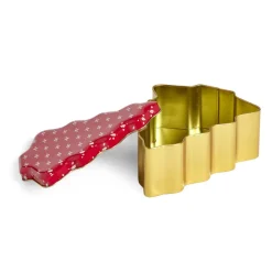 Conservation Alimentaire<Gifi Boîte alimentaire Noël forme sapin métal rouge et doré 18x14,5xH6,5cm