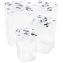 Gifi Boîte alimentaire transparent couvercle imprimé x4| Vaisselle Et Accessoires De Table