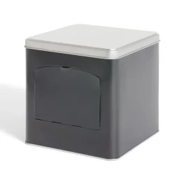 Conservation Alimentaire<Gifi Boîte conservation avec ouverture métal noir et gris 14,5x14,5x14,5cm