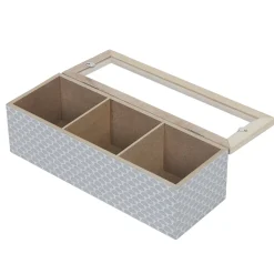 Conservation Alimentaire<Gifi Boîte déco 3 compartiments à fenêtre gris blanc