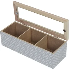 Conservation Alimentaire<Gifi Boîte déco 3 compartiments à fenêtre gris blanc