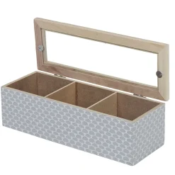 Conservation Alimentaire<Gifi Boîte déco 3 compartiments à fenêtre gris blanc