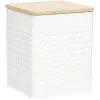 Gifi Boîte de conservation en métal avec couvercle en bambou| Vaisselle Et Accessoires De Table