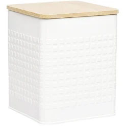 Gifi Boîte de conservation en métal avec couvercle en bambou| Vaisselle Et Accessoires De Table