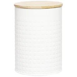Gifi Boîte de conservation en métal avec couvercle en bambou| Vaisselle Et Accessoires De Table