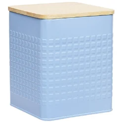 Gifi Boîte de conservation en métal avec couvercle en bambou| Vaisselle Et Accessoires De Table