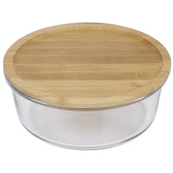 Conservation Alimentaire<Gifi Boîte de conservation ronde en verre avec couvercle en bambou 1,2L