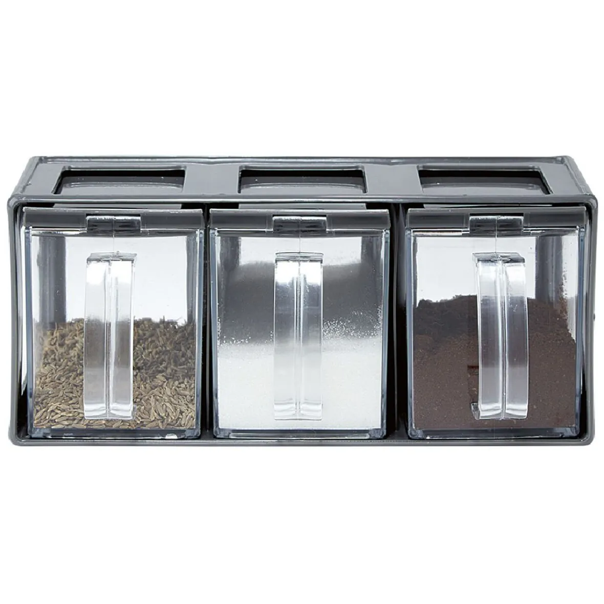 Gifi Boîte de cuisine 3 compartiments avec poignée| Vaisselle Et Accessoires De Table