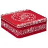 Gifi Boîte de Noël carré vintage métal Merry Christmas rouge| Vaisselle Et Accessoires De Table