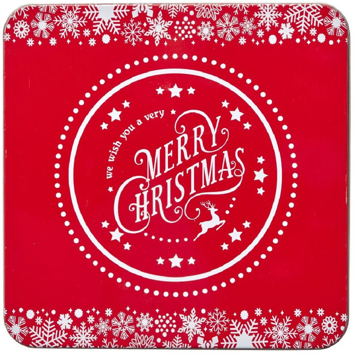 Gifi Boîte de Noël carré vintage métal Merry Christmas rouge| Vaisselle Et Accessoires De Table
