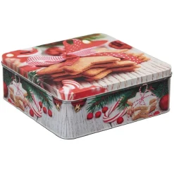 Conservation Alimentaire<Gifi Boîte de Noël carré vintage métal motif biscuit étoile