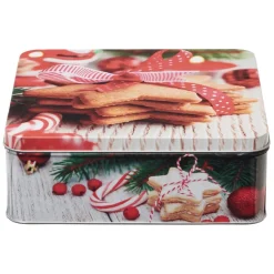 Conservation Alimentaire<Gifi Boîte de Noël carré vintage métal motif biscuit étoile