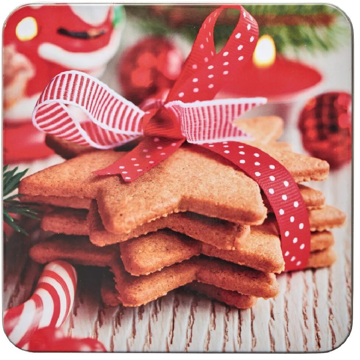 Conservation Alimentaire<Gifi Boîte de Noël carré vintage métal motif biscuit étoile