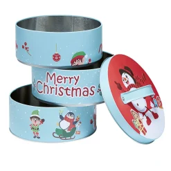Gifi Boîte en métal 3 niveaux design Noël| Vaisselle Et Accessoires De Table