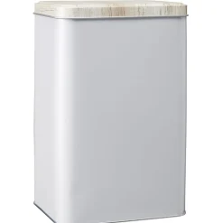 Conservation Alimentaire<Gifi Boîte rectangulaire en métal gris avec couvercle effet bois