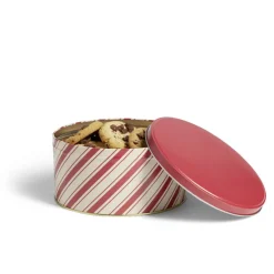 Conservation Alimentaire<Gifi Boîte ronde en métal Ø16,7cm motif rayures beige et rouge