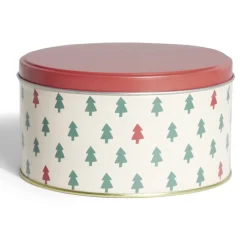 Conservation Alimentaire<Gifi Boîte ronde en métal Ø13,5cm motif sapin vert et rouge