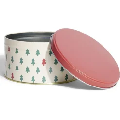 Conservation Alimentaire<Gifi Boîte ronde en métal Ø13,5cm motif sapin vert et rouge