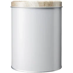 Conservation Alimentaire<Gifi Boîte ronde en métal gris avec couvercle effet bois