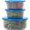 Conservation Alimentaire<Gifi Boîte ronde micro onde couvercle bleu x3 plastique