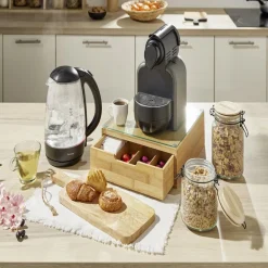 Rangement De Cuisine<Gifi Boîte tiroir à dosettes en bambou et verre