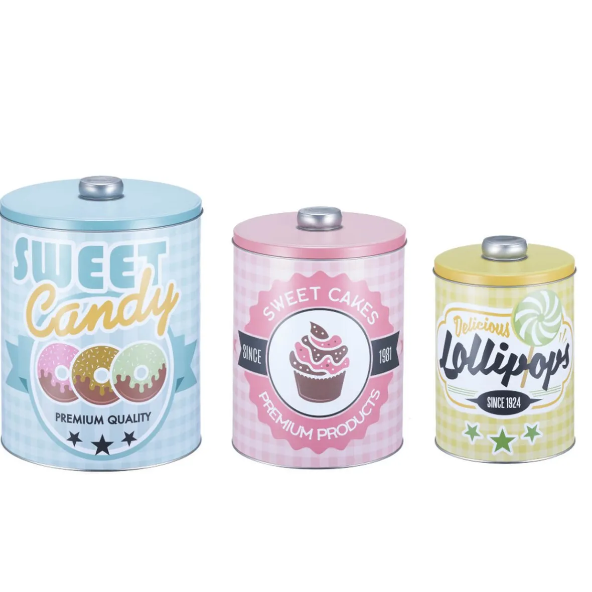 Conservation Alimentaire<Gifi Boîte vintage encastrable bleue rose et jaune x3