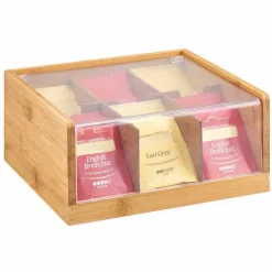 Conservation Alimentaire<Gifi Boîtes à thé en bambou avec couvercle transparent