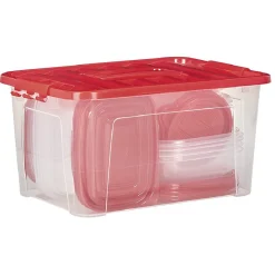 Vaisselle Et Accessoires De Table<Gifi Boîtes alimentaire transparente avec couvercle bleu ou rouge x27