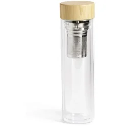 Gifi Bouteille en verre avec infuseur inox et bouchon en bambou 450ml| Vaisselle Et Accessoires De Table