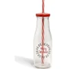 Gifi Bouteille en verre 450ML avec paille| Vaisselle Et Accessoires De Table