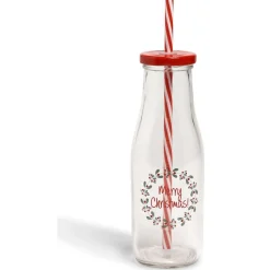 Gifi Bouteille en verre 450ML avec paille| Vaisselle Et Accessoires De Table