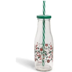 Gifi Bouteille en verre 450ML avec paille| Vaisselle Et Accessoires De Table