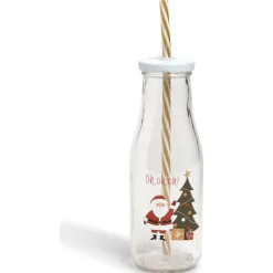 Gifi Bouteille en verre 450ML avec paille| Vaisselle Et Accessoires De Table
