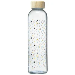 Gifi Bouteille en verre motif gouttes avec bouchon en bambou 730 ml| Vaisselle Et Accessoires De Table