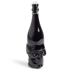 Gifi Bouteille Halloween 1L en verre forme tête de mort noire| Vaisselle Et Accessoires De Table