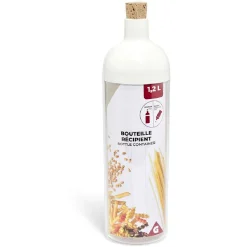 Gifi Bouteille récipient 1,2L plastique transparent| Vaisselle Et Accessoires De Table