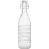 Gifi Bouteille verre rayure horizontale blanche bouchon mécanique 1L H30cm| Vaisselle Et Accessoires De Table