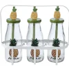 Gifi Bouteilles x3 avec pailles design exotique x3 panier métal blanc| Vaisselle Et Accessoires De Table