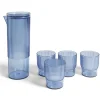Gifi Carafe 1,1L + 4 verres 300mL polystyrène et silicone bleu| Vaisselle Et Accessoires De Table