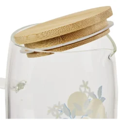 Gifi Carafe verre transparent motif citron avec bouchon bambou 1L Ø9xH23cm| Vaisselle Et Accessoires De Table