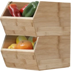 Rangement De Cuisine<Gifi Casier en bambou empilable