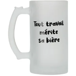 Gifi Chope de bière en verre imprimé humour| Vaisselle Et Accessoires De Table