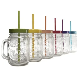 Gifi Chope transparente avec couvercle coloré et paille X 6| Vaisselle Et Accessoires De Table