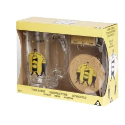 Gifi Coffret bière 3 pièces verre décapsuleur et sous-verre - 2 modèles| Vaisselle Et Accessoires De Table
