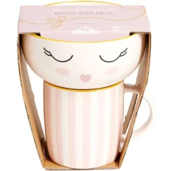 Gifi Coffret bol et mug en porcelaine sleepy rose| Vaisselle Et Accessoires De Table