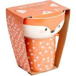 Gifi Coffret bol et mug en porcelaine renard orange| Vaisselle Et Accessoires De Table