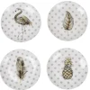 Gifi Coffret de 4 assiettes à dessert à pois et motifs| Vaisselle Et Accessoires De Table