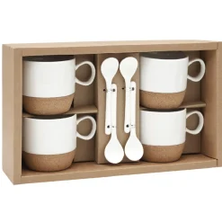 Vaisselle Et Accessoires De Table<Gifi Coffret de 4 tasses expresso blanc et naturel