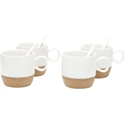 Vaisselle Et Accessoires De Table<Gifi Coffret de 4 tasses expresso blanc et naturel